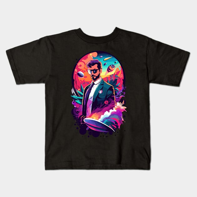 businessman cosmo surfing Kids T-Shirt by NegVibe